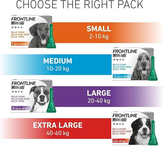 FRONTLINE Plus Flea & Tick Treatment for Small Dogs (2–10 kg) – 6 Pipettes